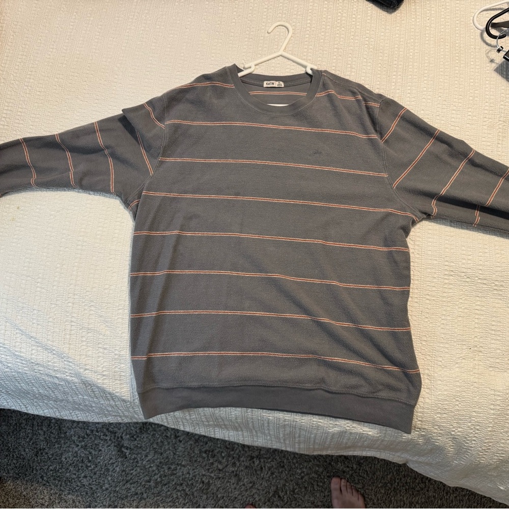 Katin Grey Striped Long Sleeve Size XL